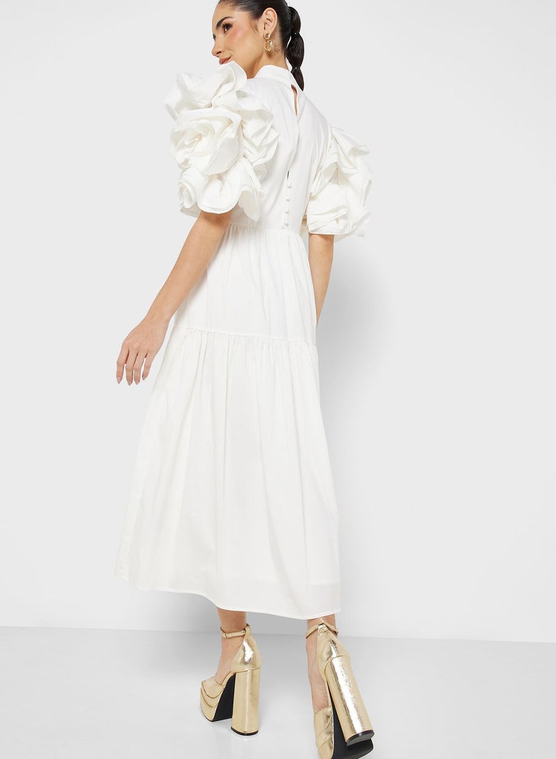 Frill Sleeve Ruffle Dress