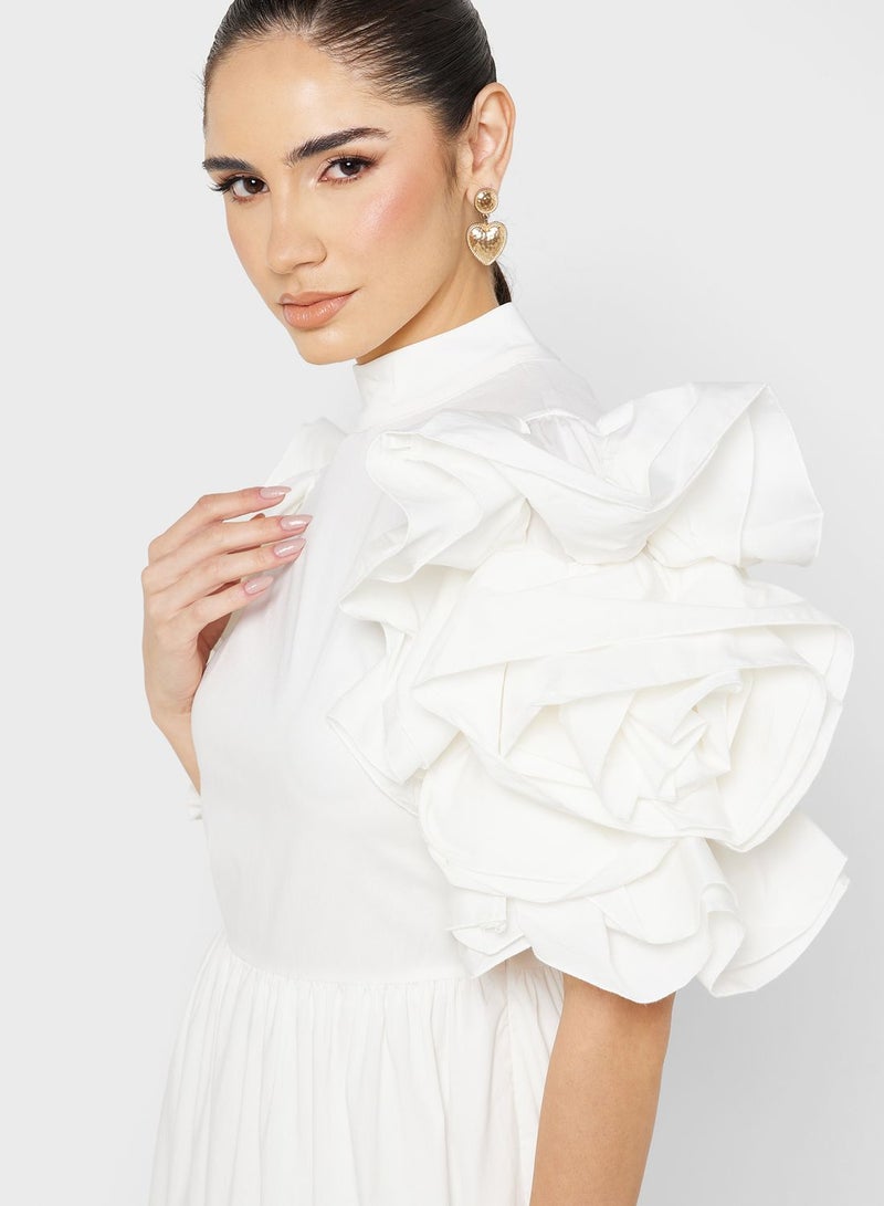 Frill Sleeve Ruffle Dress