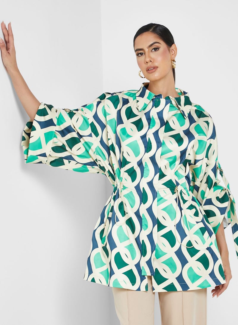 Ruched Waist Printed Tunic