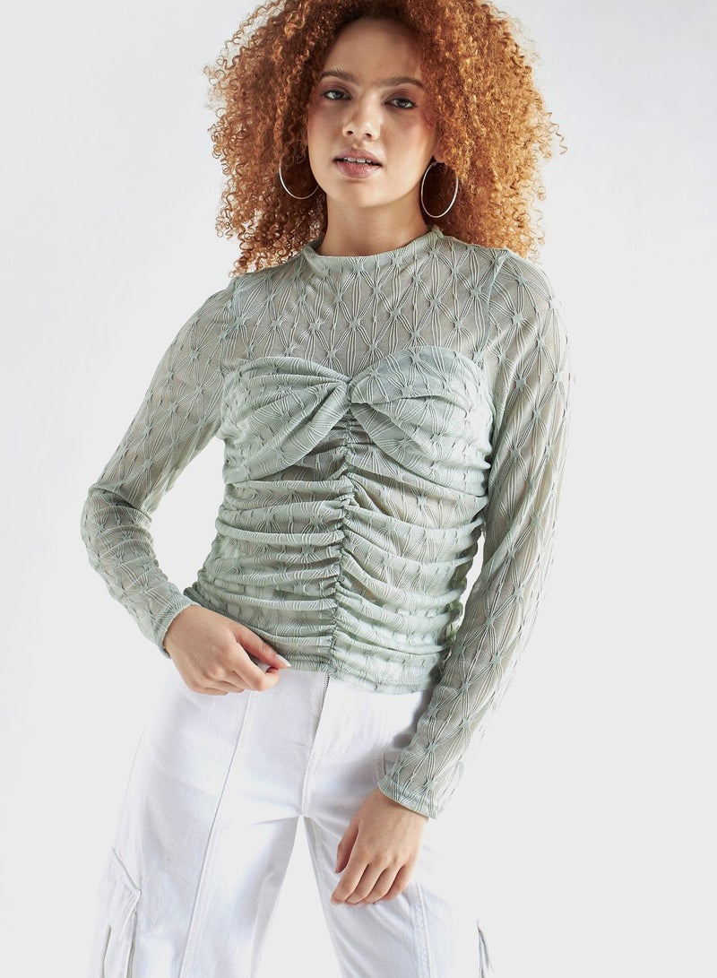 Ruched Crew Neck Top