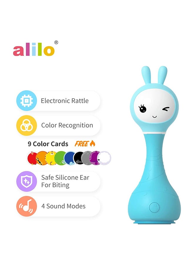 Alilo – Smarty Shake & Tell Rattle, R1 - Smarty Blue | Music, Stories, & Color Learning for Babies | Hi-Fi Sound, Light-Up Ears, USB Charging | 0+