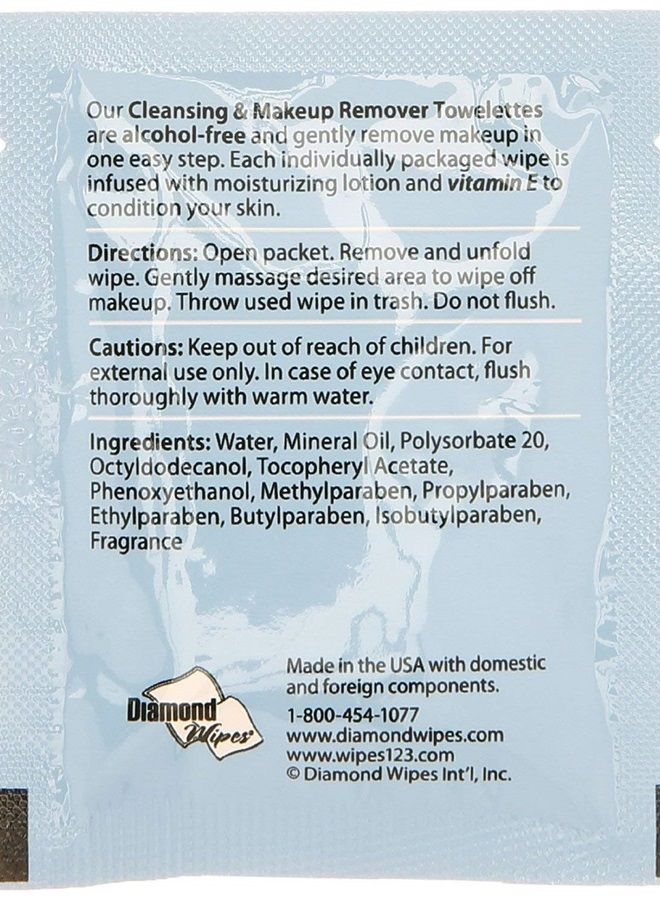 Cleansing and Makeup Remover Wipes with Vitamin E, 25 Pack (in Organza Bag)