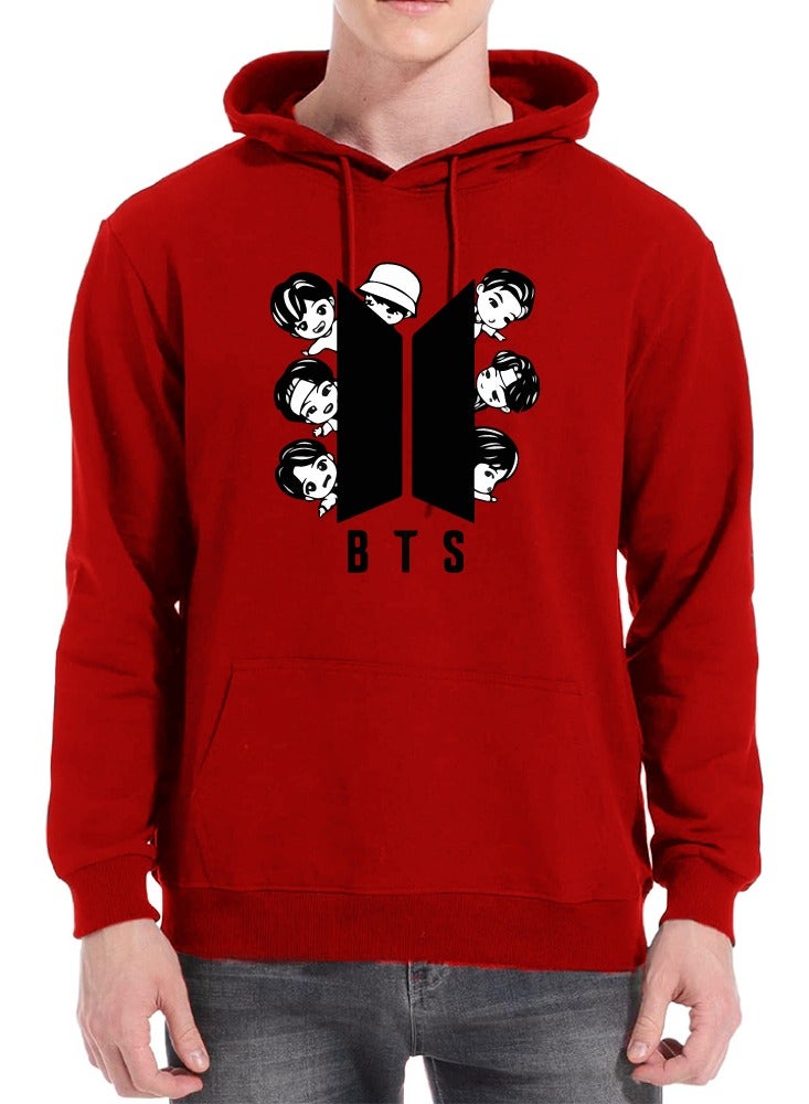 BTS Hoodie Long Sleeve for Mens - Soft Cotton Pullover - Hooded Sweatshirt with Drawstring and Pockets - Gift for BTS Fans