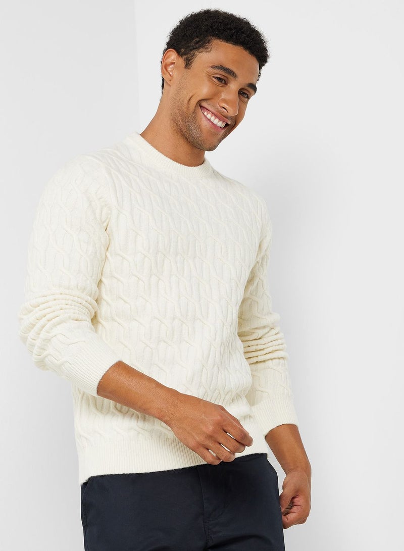 Cable Knitted Crew Neck Sweater