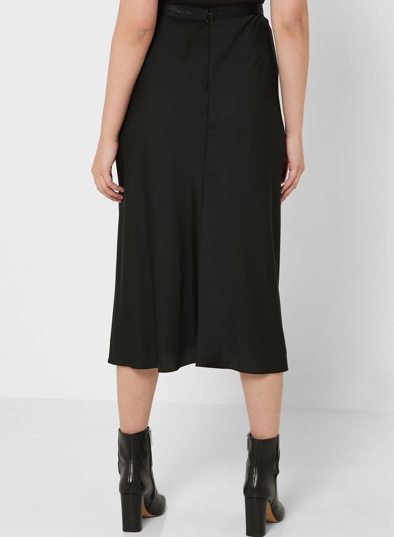 Logo Waistband Midi Skirt