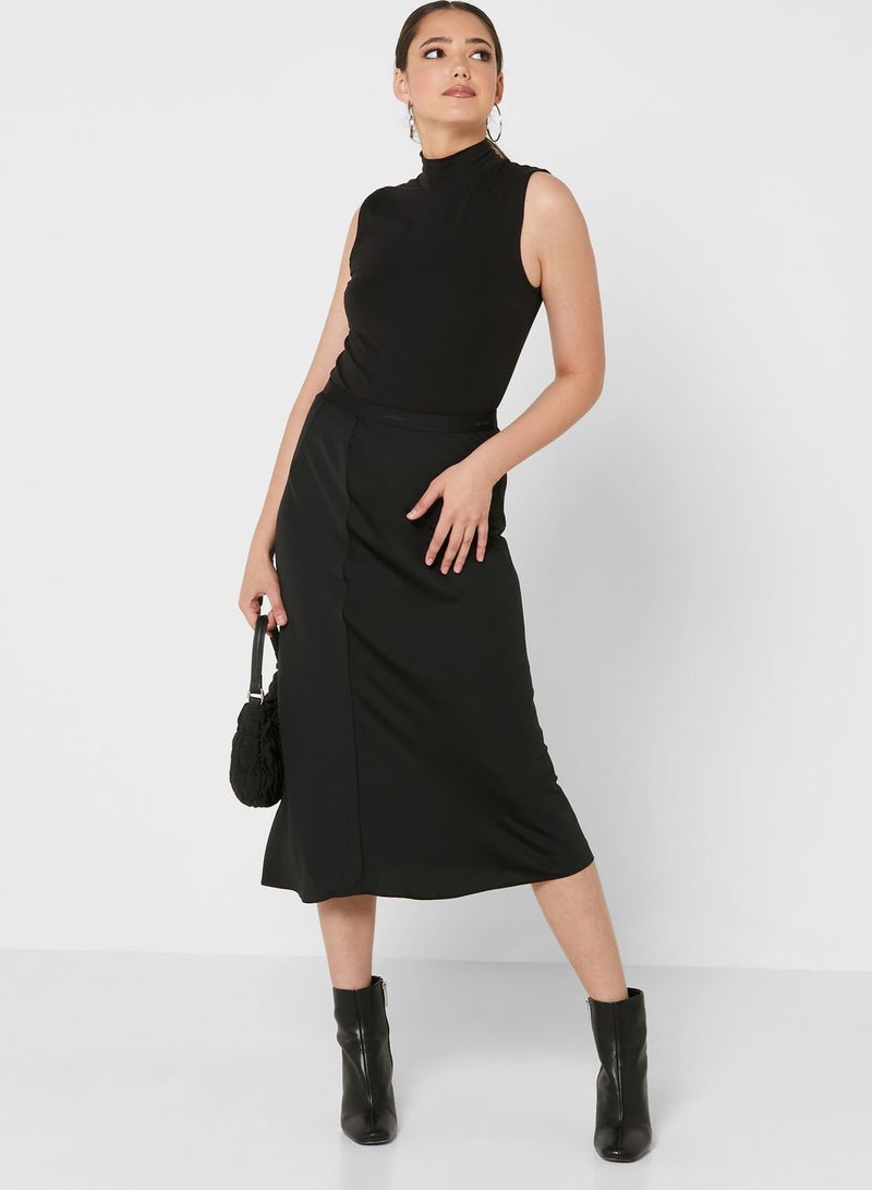 Logo Waistband Midi Skirt