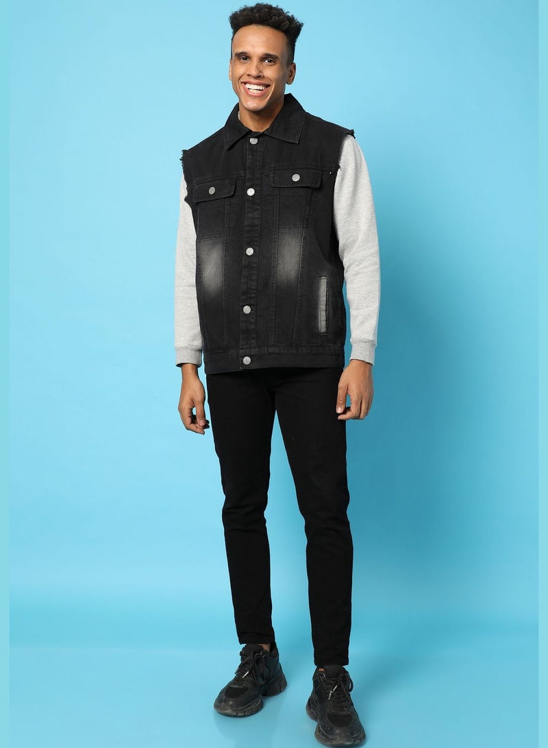 Men’s Denim Cotton Jacket Regular Fit For Casual Wear
