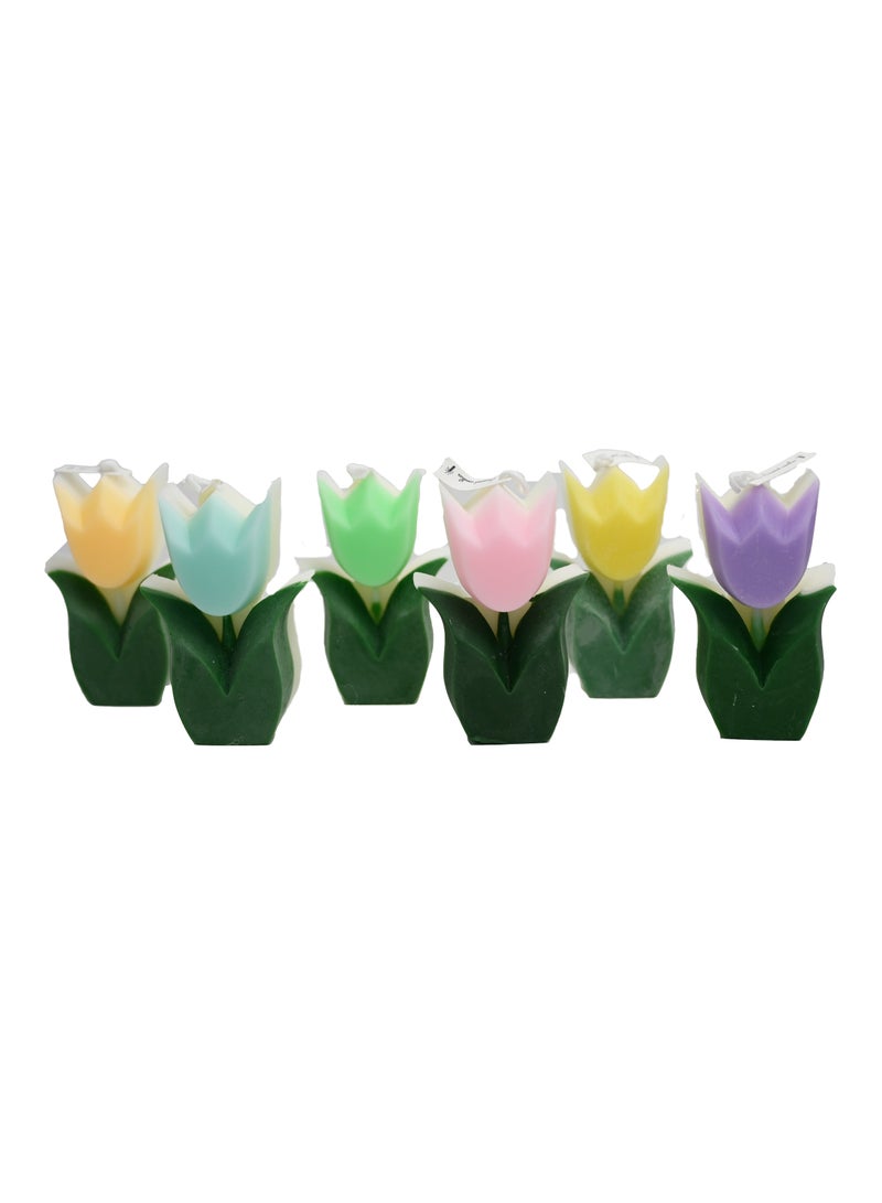 Korean Tulip Flower Scented Candle Set - Soy Candle - White Peach Oolong, Lime Basil and Citrus, Provence Lavender, Rosemary Mint - Home Fragrance Decor Accent