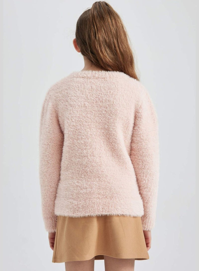 Girl Crew Neck Long Sleeve Tricot Pullover