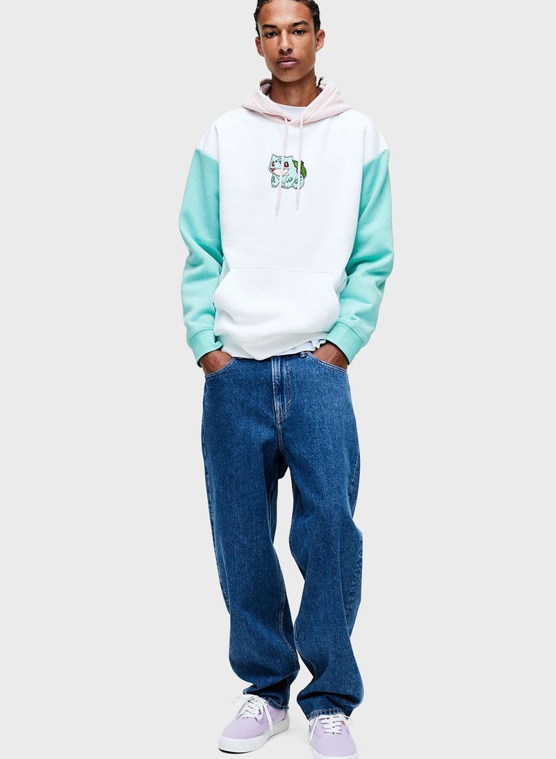 Color Block Relaxed Fit Hoodie