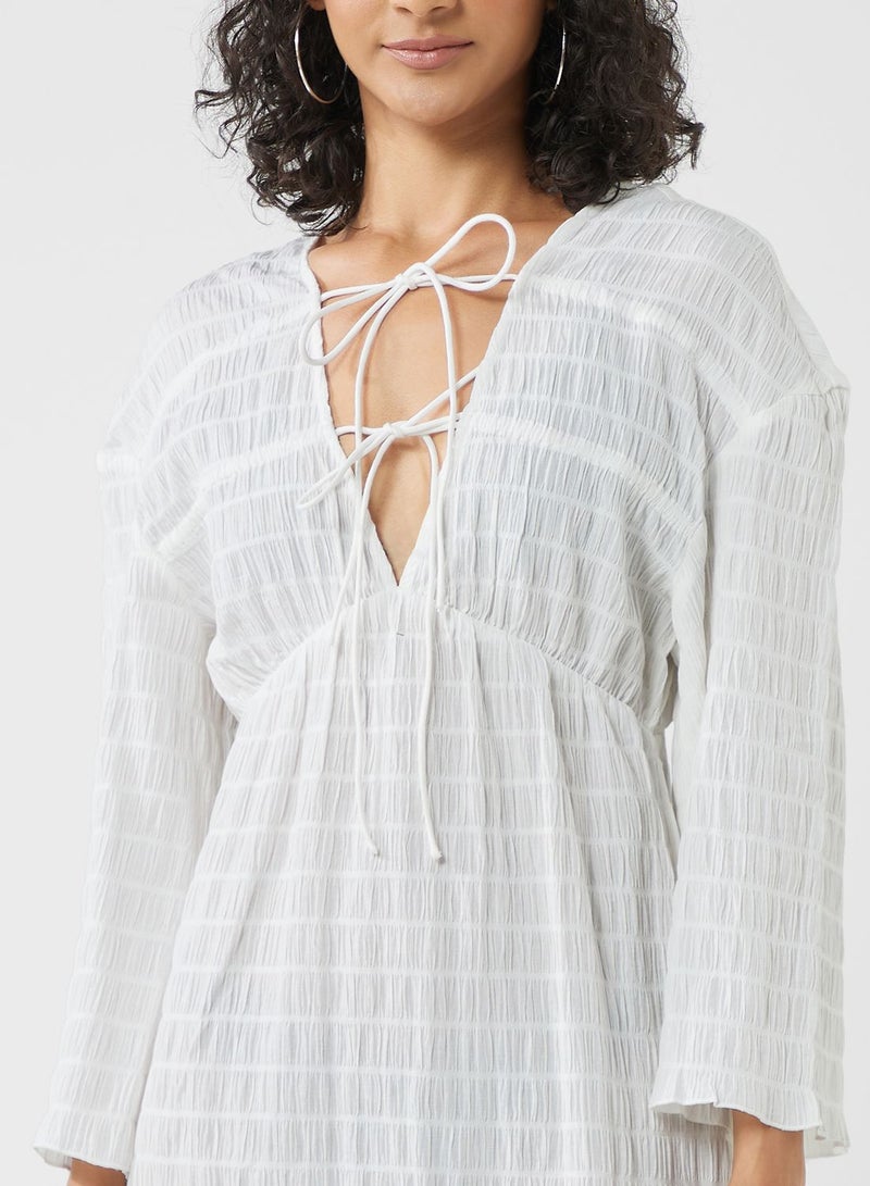 V-Neck Tiered Tie Detail Top