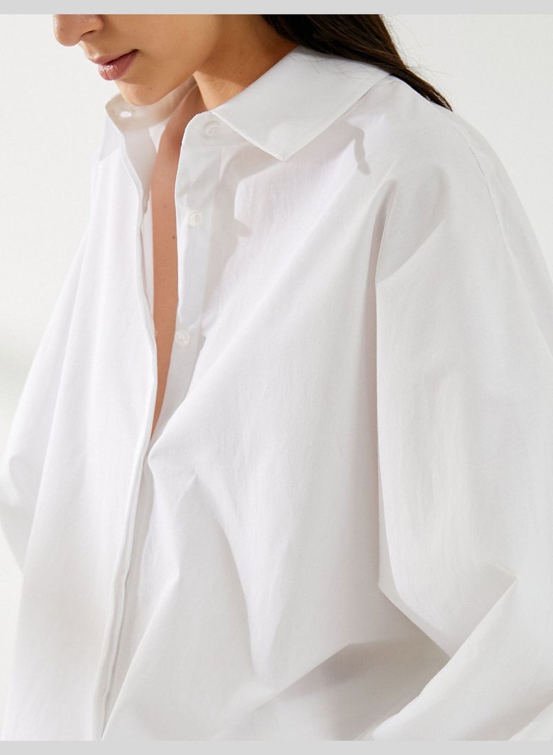 Cotton Buttoned Puff Sleeve Shirt