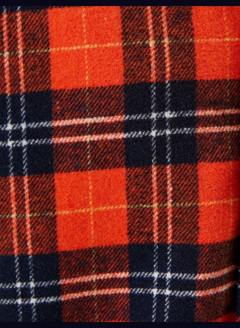 Pocket Detail Buttoned Classic Neck Check Plaid Shirt