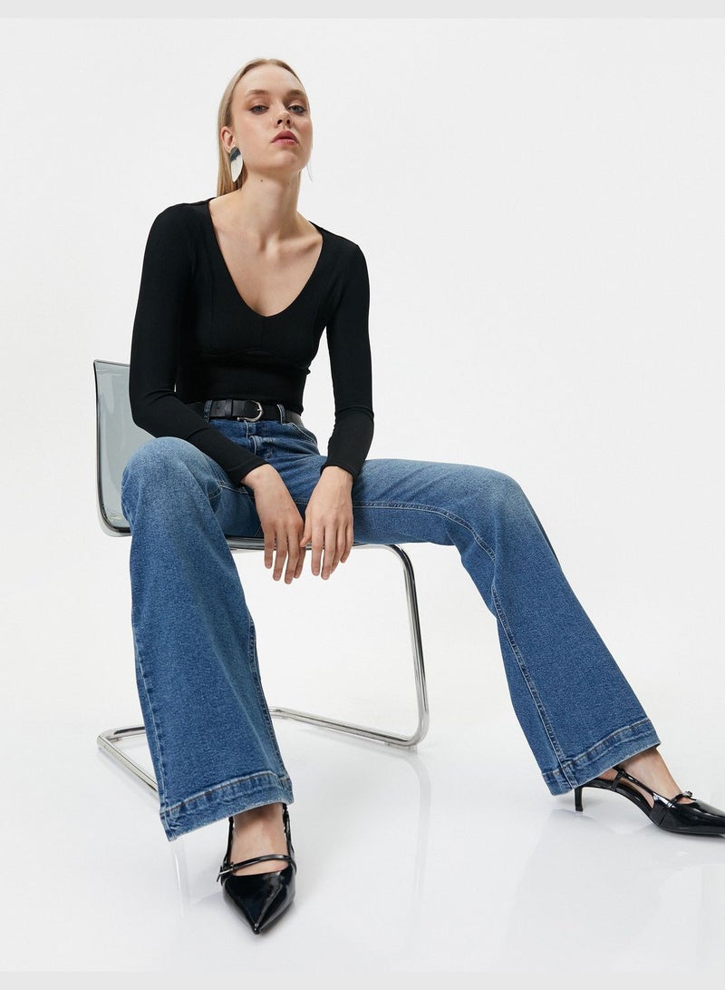 Flare Jean Slim Fit Standard Waist Comfort Stretch Cotton Pockets - Victoria Jean