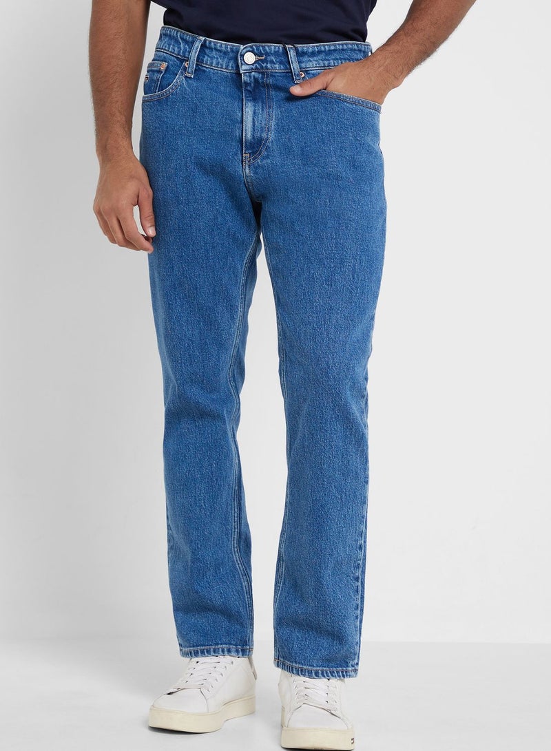 Mid Wash Staright Jeans
