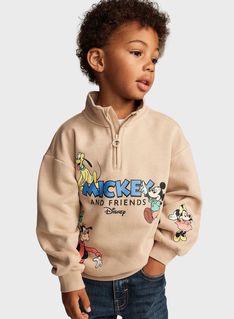 Kids Printed Half Zip Sweatshirt