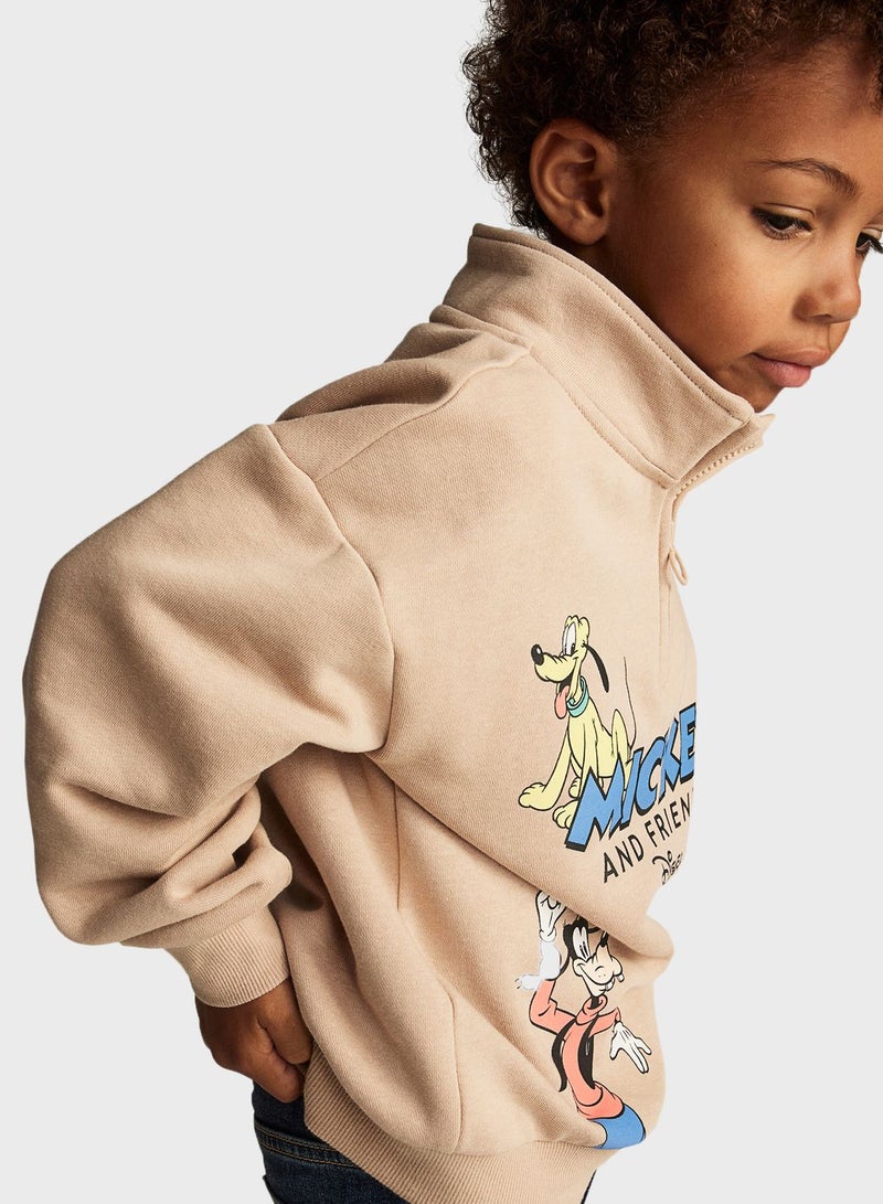 Kids Printed Half Zip Sweatshirt