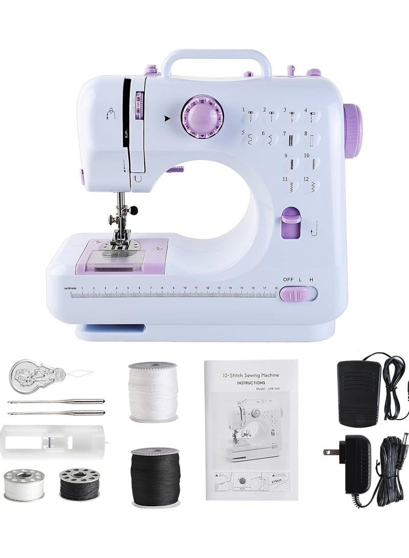 Electric Sewing Machine, 12-Needle Two-Way Household Portable Sewing Machine for Sewing Clothing, Overlocking, Buttonholes