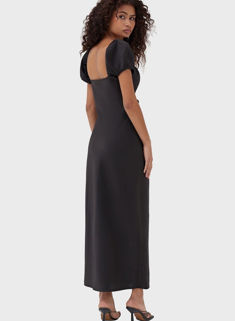 Cut Out Puff Sleeve Dress