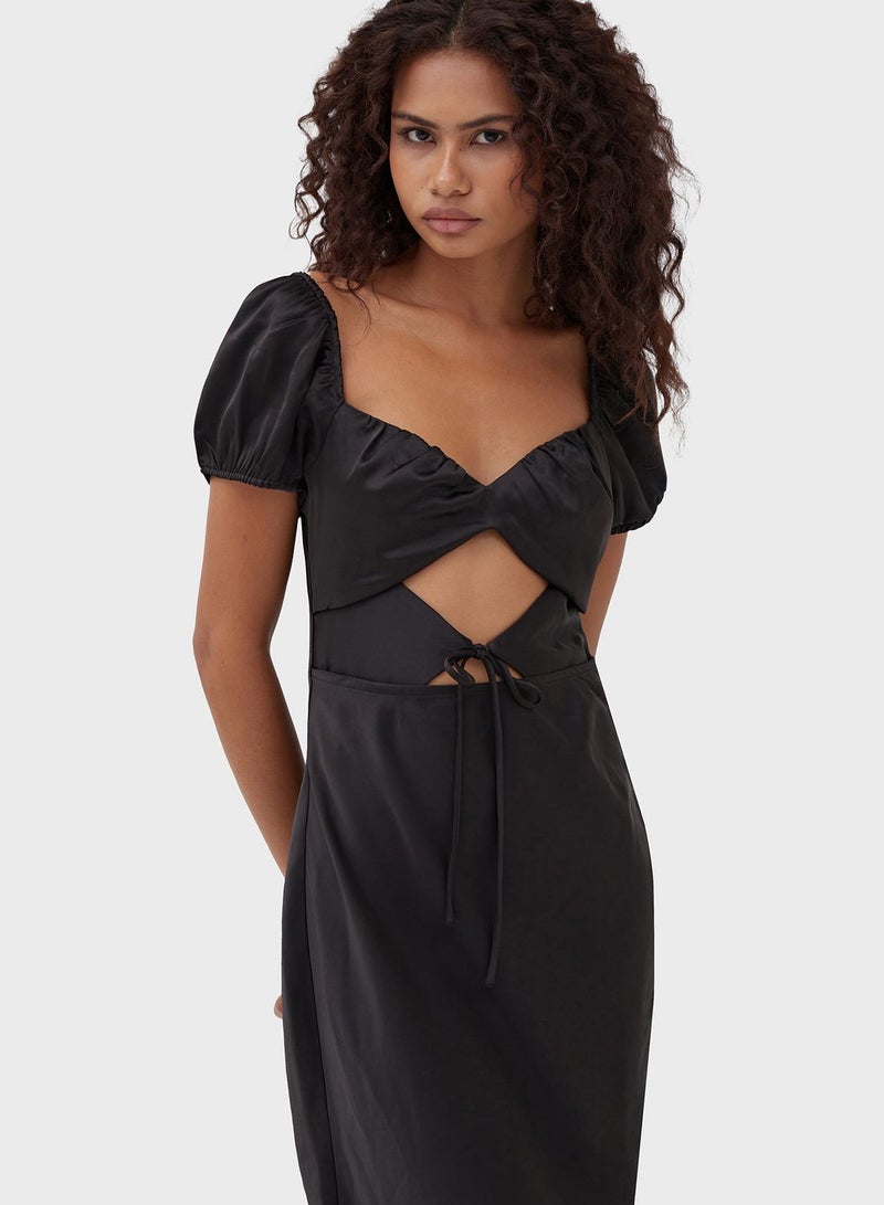 Cut Out Puff Sleeve Dress