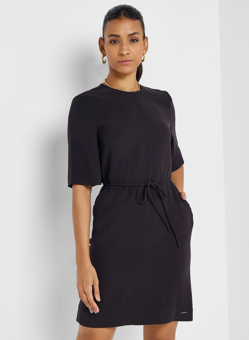 Twill Detail Knitted Dress