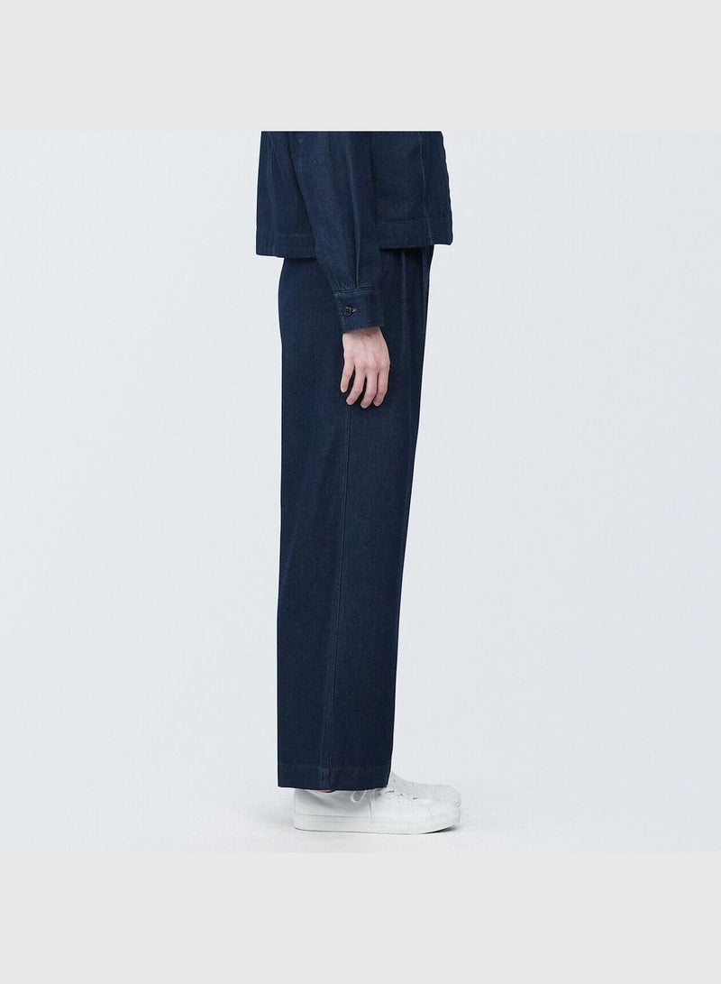 Kapok Blend Denim Tucked Pants