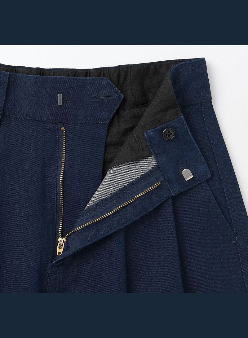 Kapok Blend Denim Tucked Pants