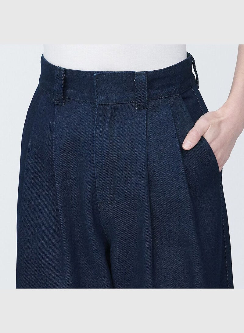 Kapok Blend Denim Tucked Pants