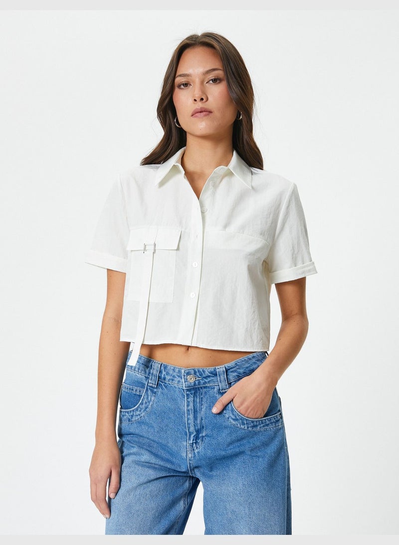 Pocket Detail Crop Shirt