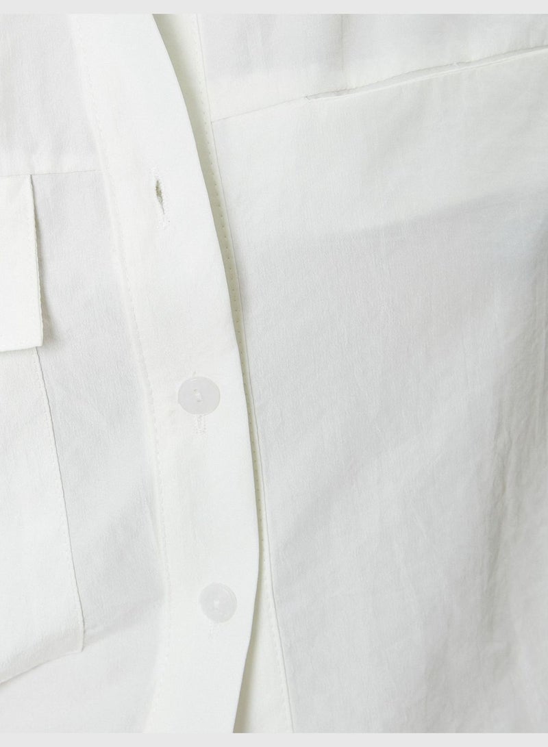 Pocket Detail Crop Shirt