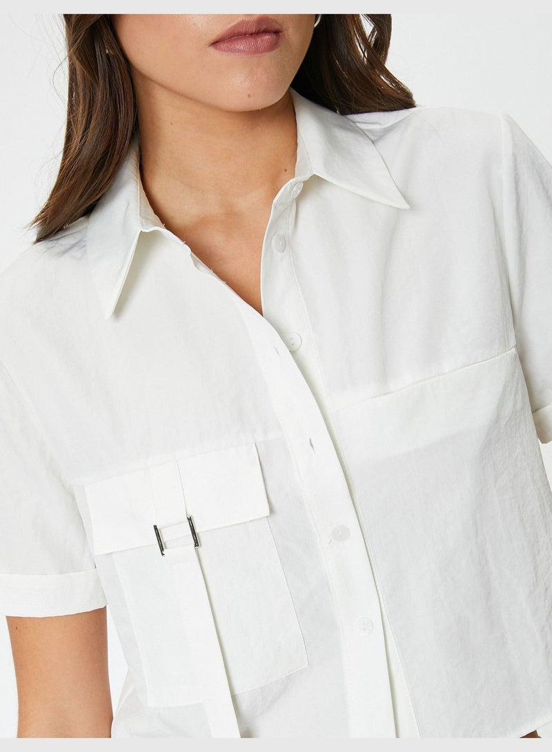 Pocket Detail Crop Shirt