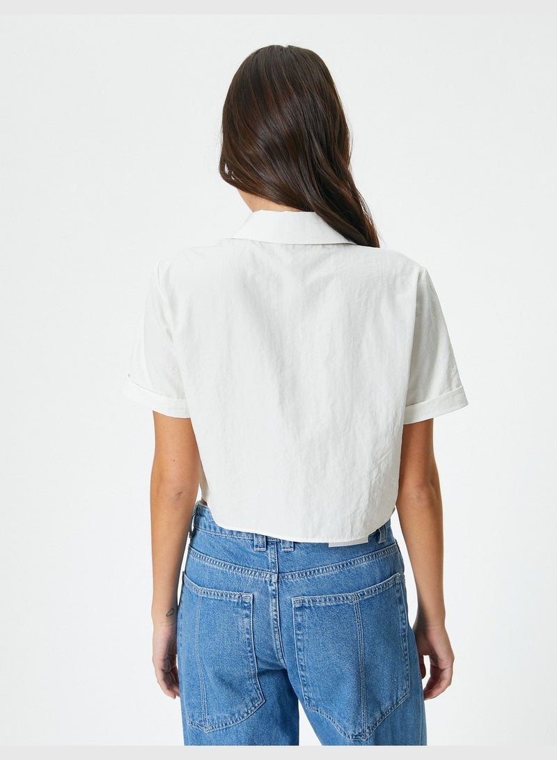 Pocket Detail Crop Shirt