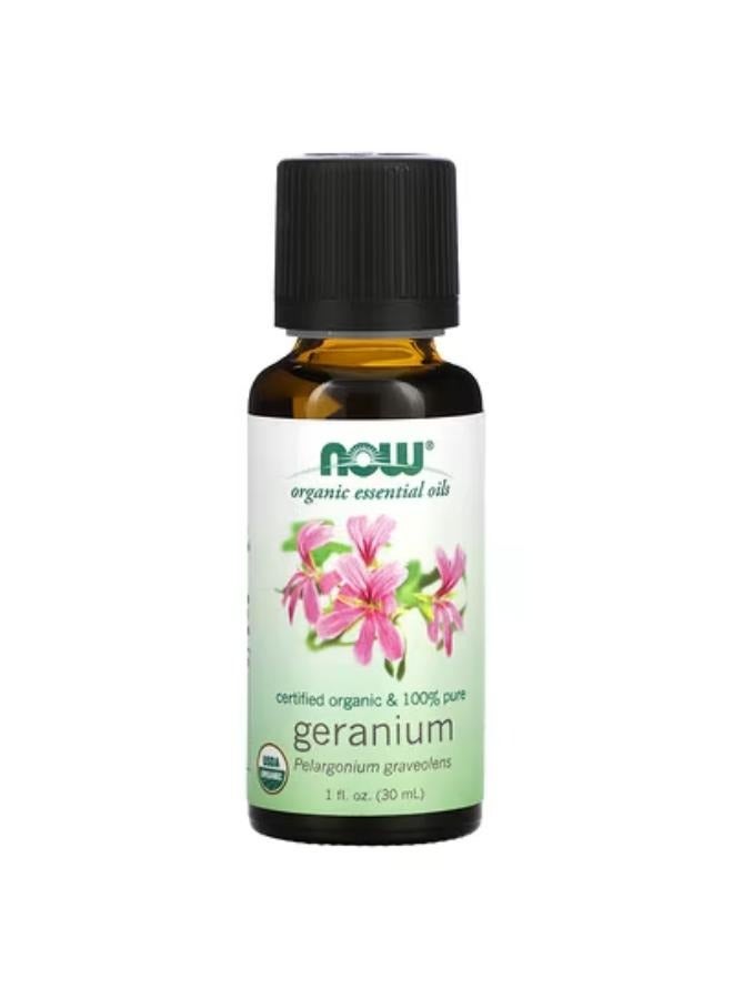 Organic Essential Oils, Geranium, 1 fl oz (30 ml)
