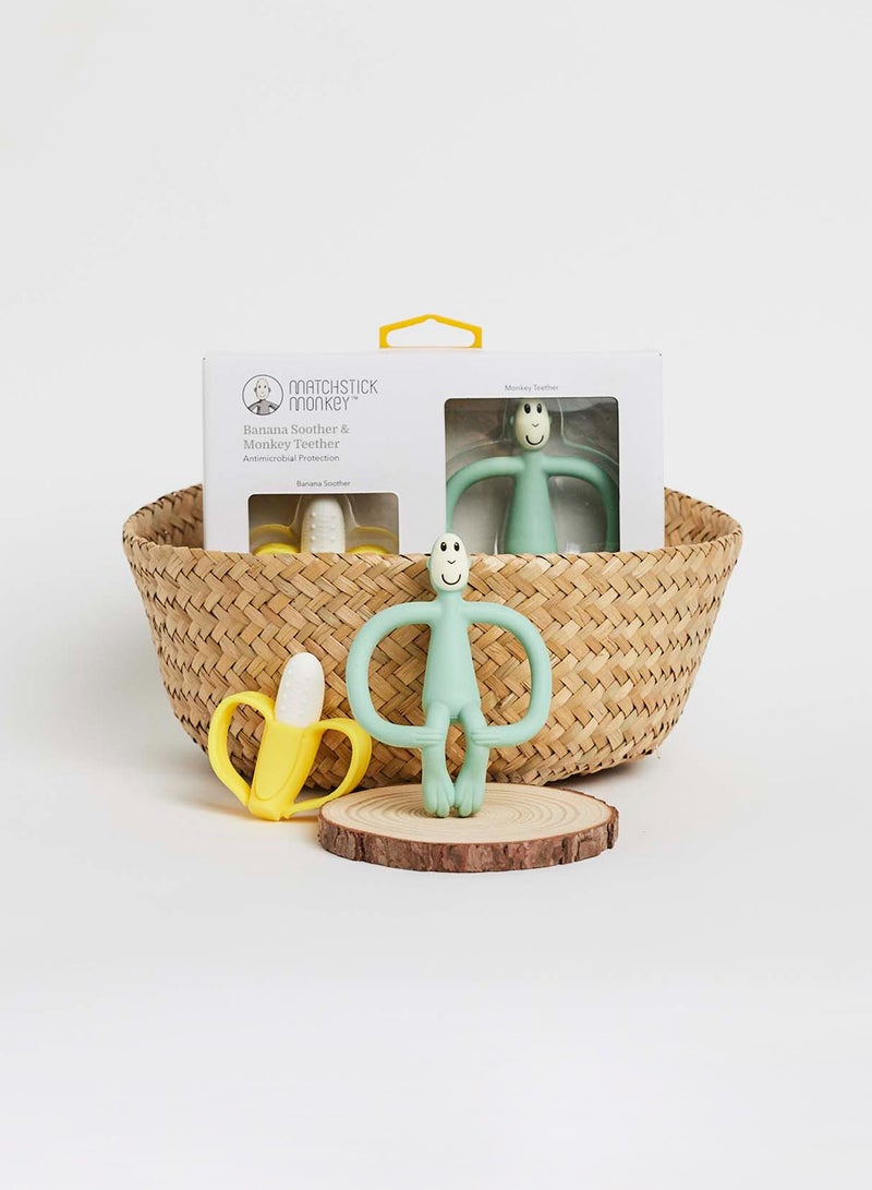 Banana & Monkey Gift Set Mint Green