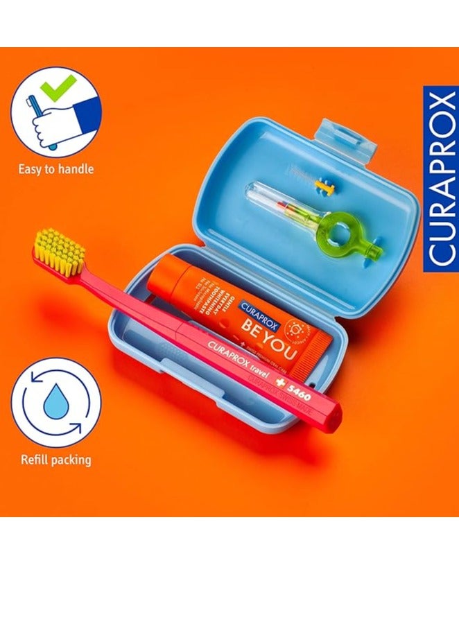 Travel-Set Blue. Set includes Travel Toothbrush CS 5460, 10ml Be You Toothpaste, Interdental Brush CPS prime 07, CPS prime 09.