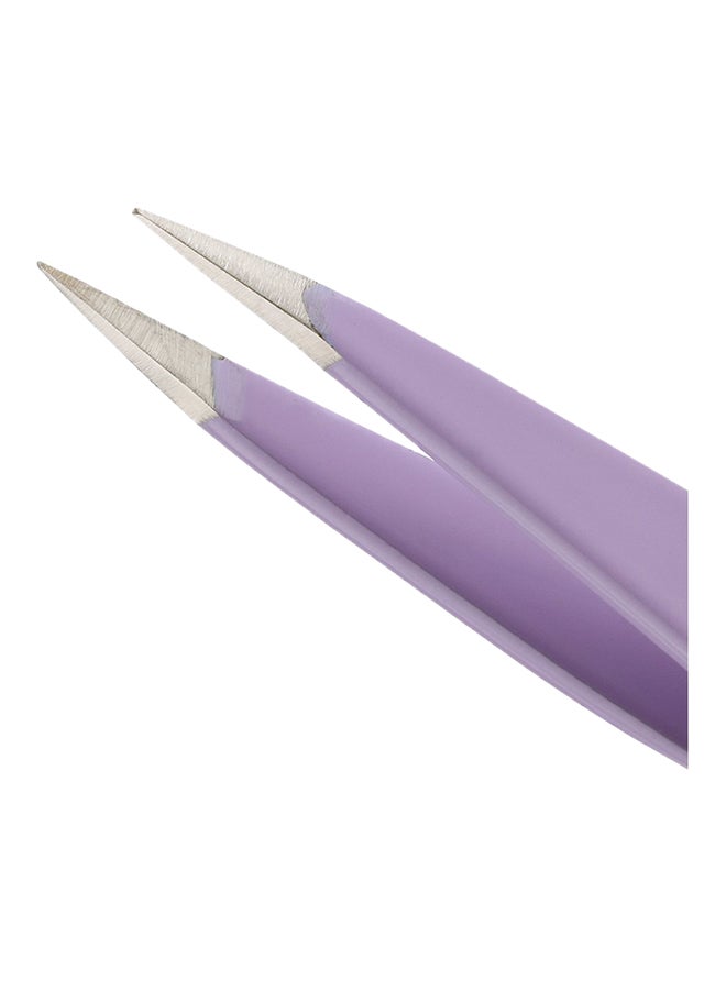 2-Piece Mini Oval Slant And Point Tweezer Set Purple/Pink
