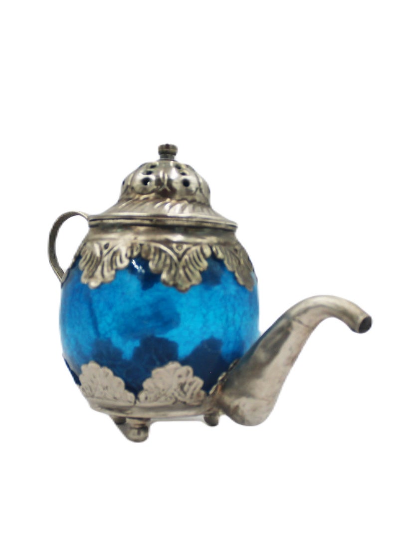 Persian Teapot Crack Glass Design White Metal Work