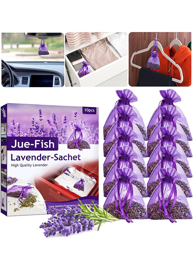 10PCS Lavender Sachets Bags, Freshen Your Laundry, Odor Eliminator For Cats And Dogs, Shoes And Gym Bags For Dryers, Closets, Drawers, Sweater Storage And Cars With Premium Dried Lavender Flowers