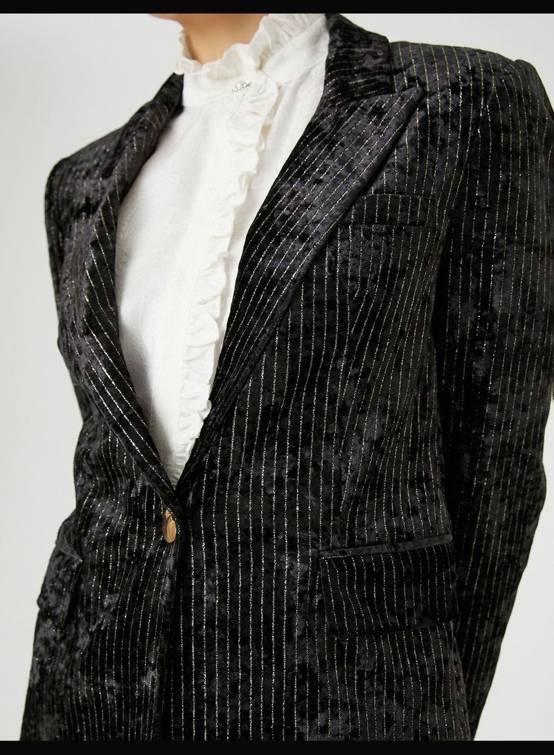 Silvery Velvet Blazer Jacket