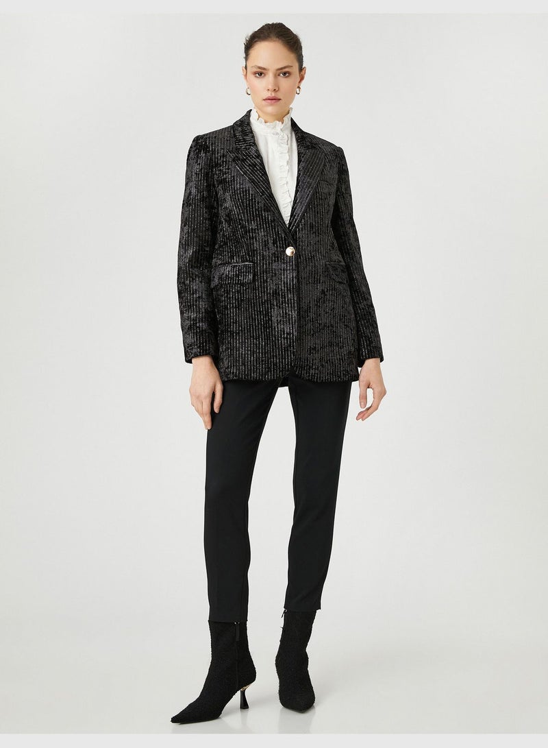 Silvery Velvet Blazer Jacket