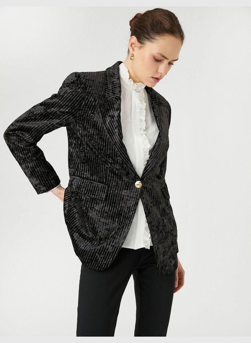 Silvery Velvet Blazer Jacket