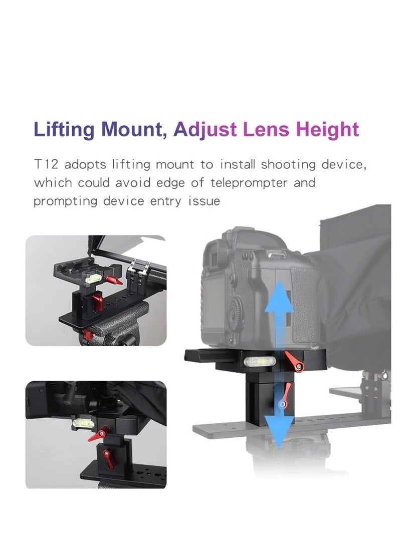 Desview T12 Teleprompter for 11 inch iPad Tablet Phone DSLR Camera Prompter For TV Interview
