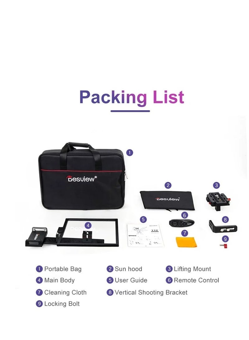 Desview T12 Teleprompter for 11 inch iPad Tablet Phone DSLR Camera Prompter For TV Interview