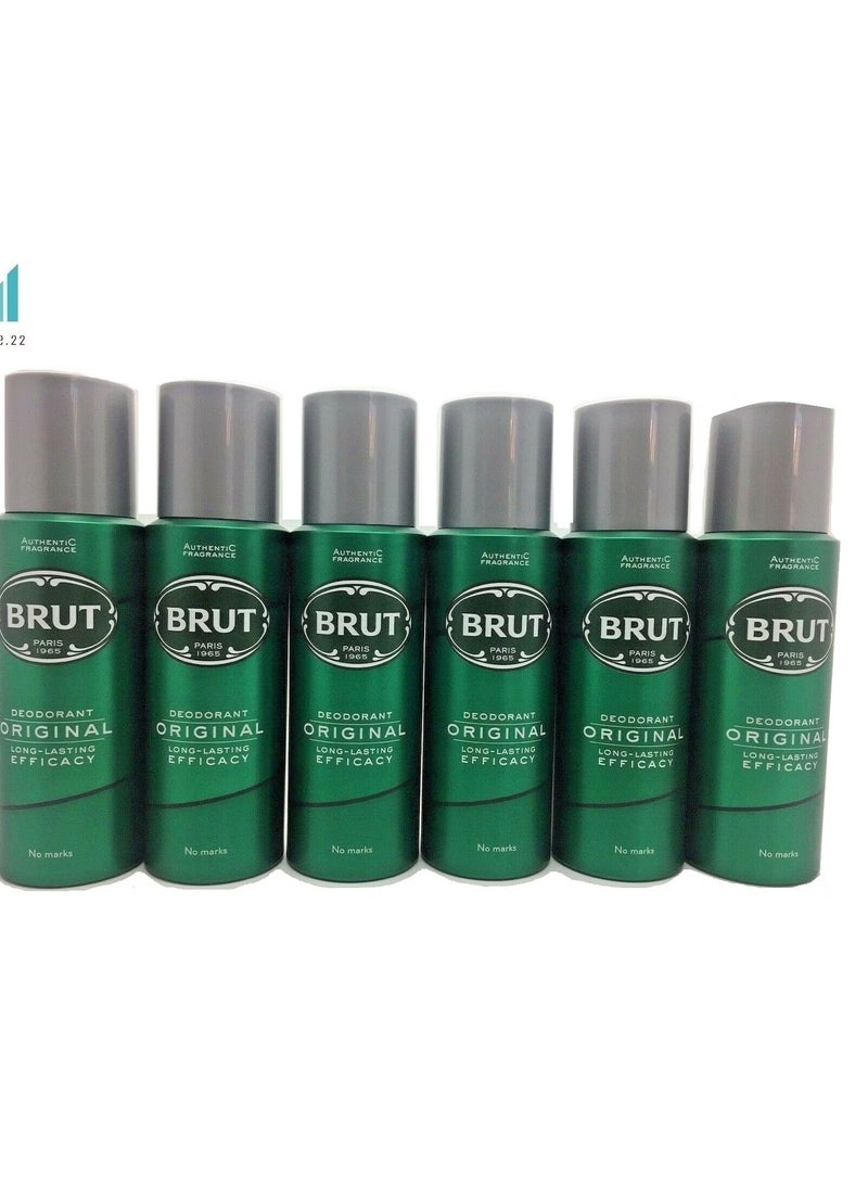 Brut Original Deodorant For Men, 200Ml (Pack Of 6)