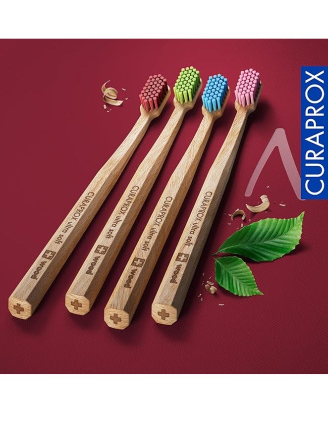 Curaprox Toothbrush CS Wood - Ultra-Soft Toothbrush for adults with 4440 CUREN® Bristles & sustainable beech wood.