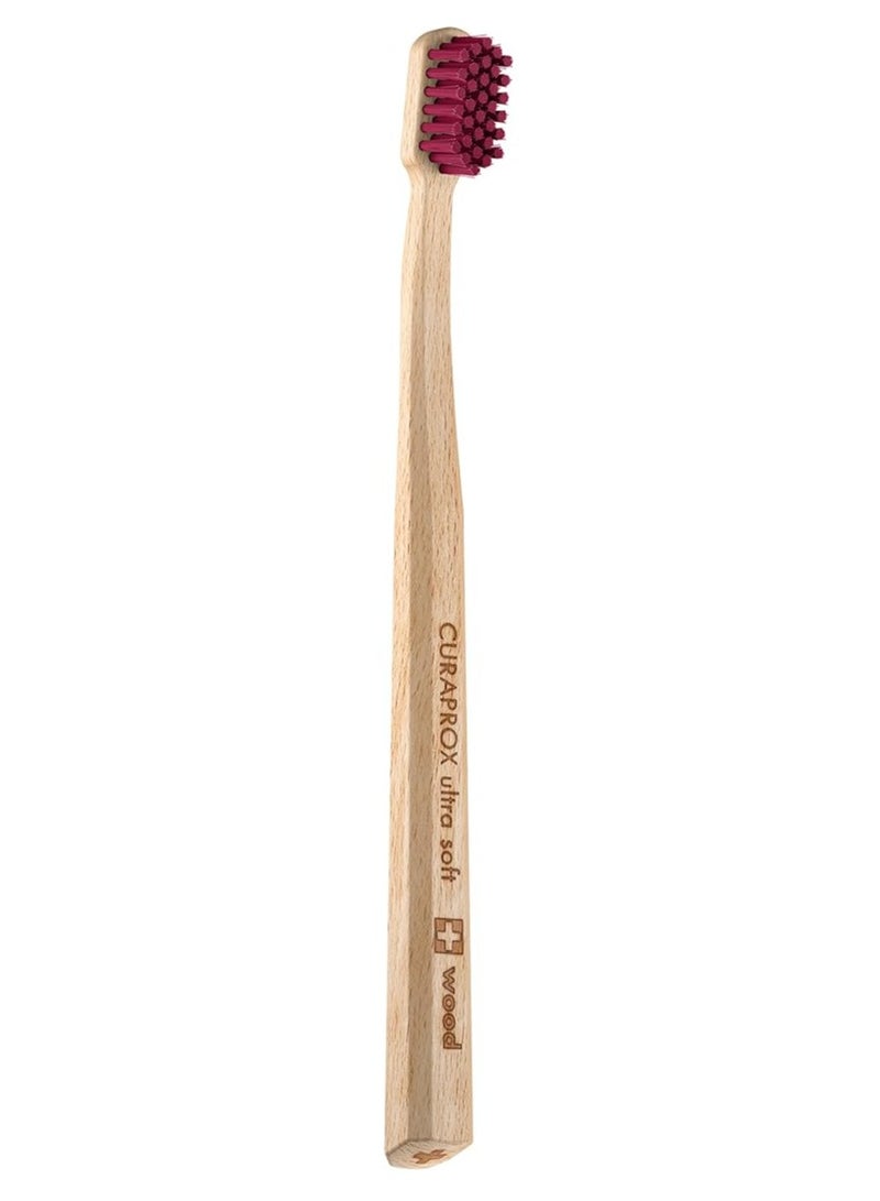 Curaprox Toothbrush CS Wood - Ultra-Soft Toothbrush for adults with 4440 CUREN® Bristles & sustainable beech wood.