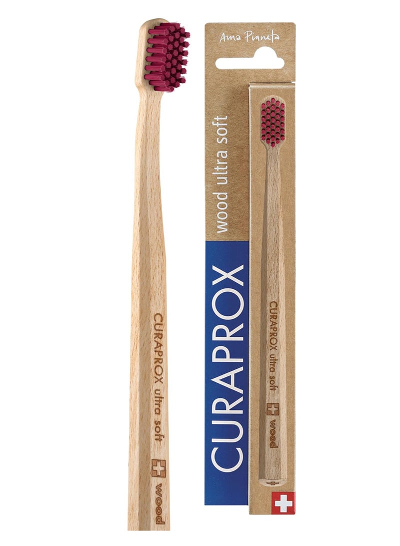 Curaprox Toothbrush CS Wood - Ultra-Soft Toothbrush for adults with 4440 CUREN® Bristles & sustainable beech wood.