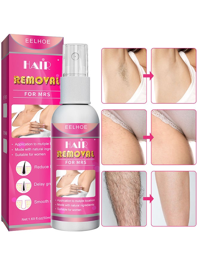 Hair Removal Spray For Women, Painless Hair Removal Spray Armpit Gentle Hair Remover Refreshing Quick Hair Removal Spray, Gentle And Skin Friendly, Natural Ingredient Hair Removal Spray For Women 50ML