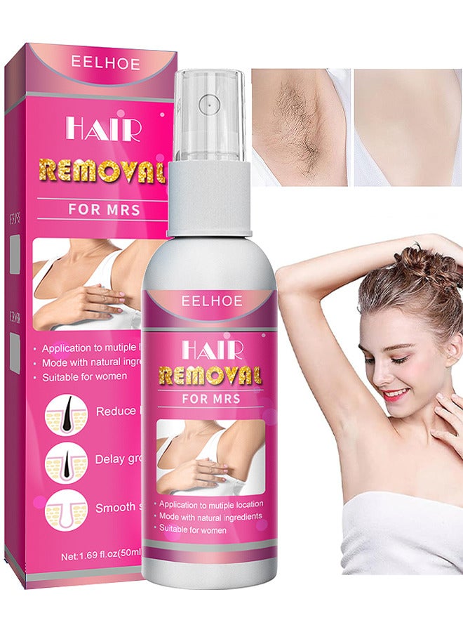 Hair Removal Spray For Women, Painless Hair Removal Spray Armpit Gentle Hair Remover Refreshing Quick Hair Removal Spray, Gentle And Skin Friendly, Natural Ingredient Hair Removal Spray For Women 50ML