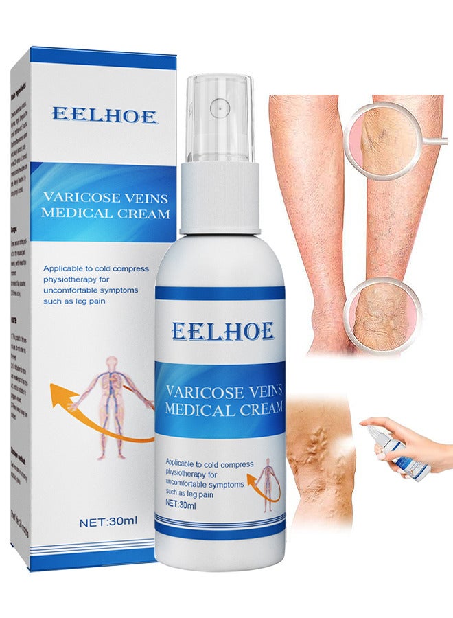 Varicose Veins Medical Cream, Eliminate And Spider Veins Spray, Varicose Veins Relief, Improve Blood Circulation, Soothes Tired Legs, Antiedema, Improve Blood Circulatio Quickly Soothing Swelling 30ML